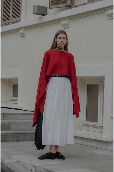 Tailors Room Red Knitwear Cape