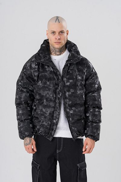 go gang own Puffer Jacket with Glare Embossed Detail