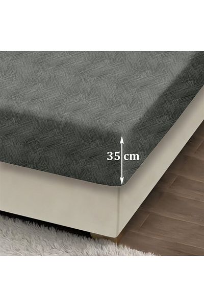 Evim طقم ملاءات قطنية مزدوجة اللون من أنثراسايت - 160x200+35 سم 50x70 سم 2x كيس وسادة
