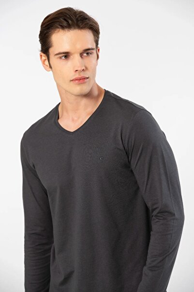 Cacharel Ανδρικό μπλουζάκι 50% Modal, 50% βαμβακερό μακρύ λαιμόκοψη