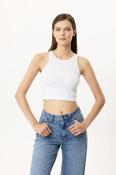 Pierre Cardin Economic Pack of 2 1210 Jesse Cotton Thick Strap Crop Tank Top