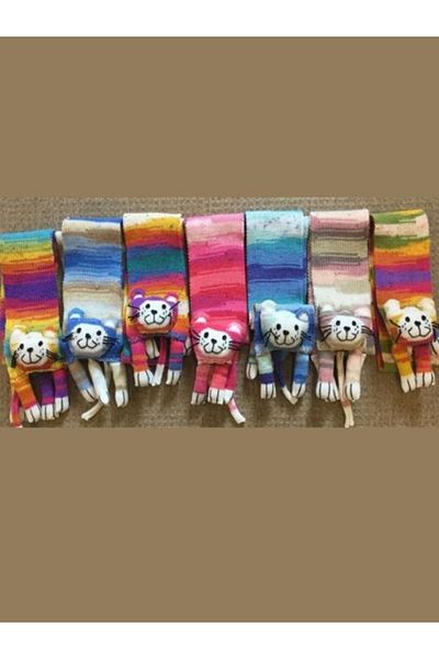 ÖZ-EL AŞ Children's Neckerchief with Colorful Animal Figures - Knitting Lanyard, Acrylic 270 Mt 100 Gr 990 256
