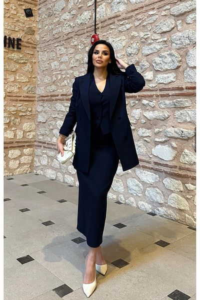 pembekurdelem Set de fuste jachetă de damă bleumarin