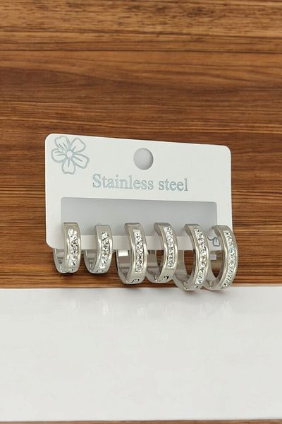 Çlk Accessories Steel 6-Piece Jewelled Hoop Earrings Combination