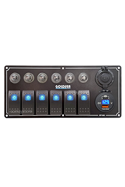 SomayStore Switch Panel Otomatik Sigortalı Şarj Voltmetreli Usb Type-c Soketl...