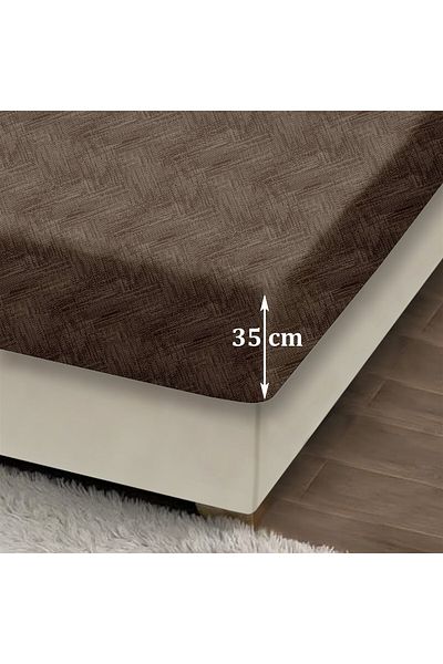 Evim طقم ملاءات مطاطية من القطن القهوة دائمًا مزدوج 160x200 + 35 سم 50x70 سم 2x كيس وسادة