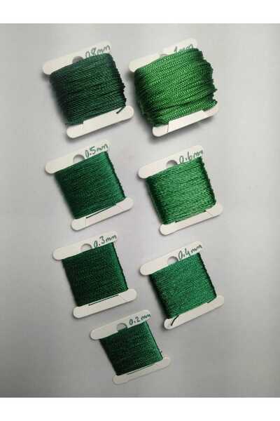 Eskişehir hobi sanat Σετ κορδόνια πράσινης χάντρας προσευχής - 10 μέτρα, 7 μεγέθη, 0,2-1 mm