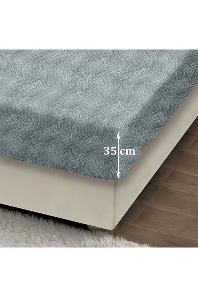 Evim طقم ملاءات قطنية مفردة من Always Indigo - 100x200+35 سم 50x70 سم غطاء وسادة مرن