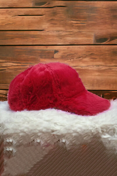 nacar çarşı Kadın Kışlık Kırmızı Peluş Şapka Kep