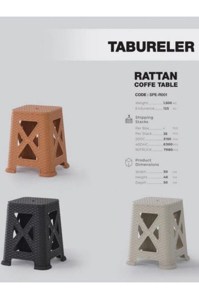 ALPSAN CUP AMBALAJ Rattan 6'lıTabure Bahçe&Balkon,Teras
