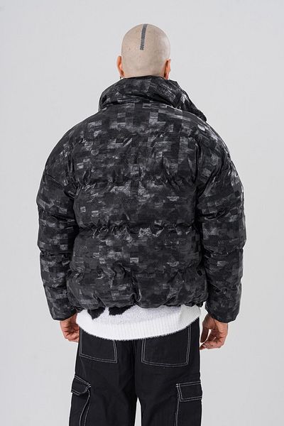 go gang own Puffer Jacket with Glare Embossed Detail