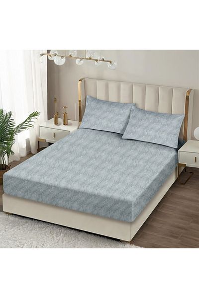 Evim طقم ملاءات مطاطية من القطن النيلي مفتوح دائمًا مقاس مزدوج 160 × 200 + 35 سم 50 × 70 سم 2 × كيس وسادة
