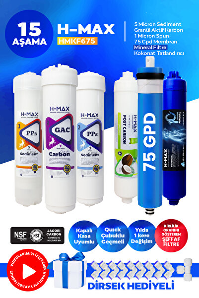 H-MAX Reverse Osmosis System H-max 75 Gpd Membranlı Mineralli Kapalı Kasa Su ...