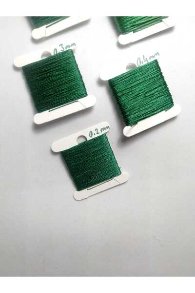 Eskişehir hobi sanat Σετ κορδόνια πράσινης χάντρας προσευχής - 10 μέτρα, 7 μεγέθη, 0,2-1 mm