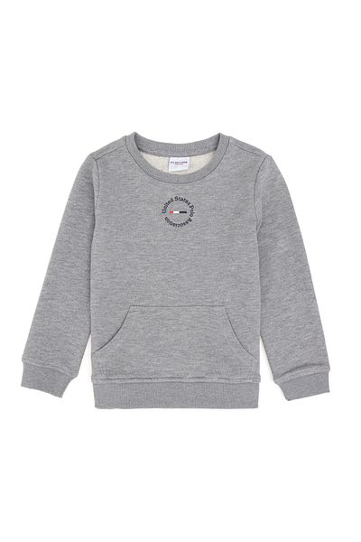 U.S. Polo Assn. Boys' Gray Crew Neck Melange Sweatshirt - 50293592 -Vr086