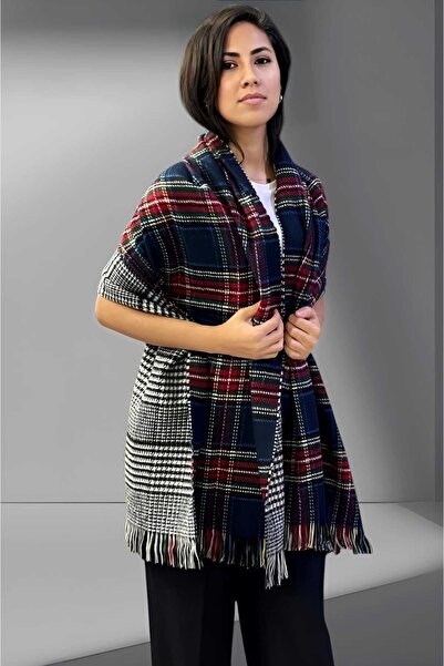 Trenderrs Жіночий двосторонній шарф з м'яким плечем і картатим візерунком (70 см x 180 см)