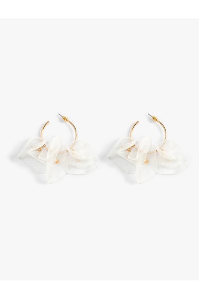 Koton Hoop Earrings with Tulle Detail