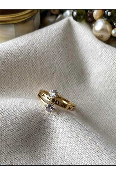 G Sport POLO خاتم فولاذي بأرقام رومانية مرصعة بالأحجار