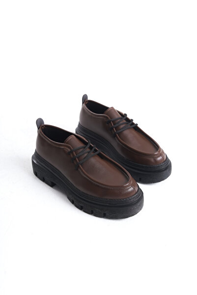 disruptor world Brown Vegan Skin Oxford Loafer - Lace-Up Women's Shoes