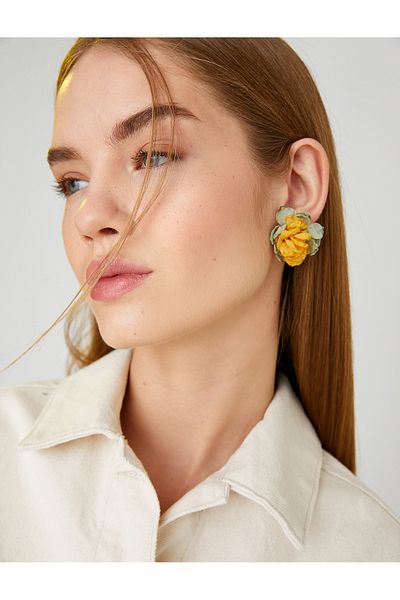 Koton Earrings Tulle Detailed Flower Shaped