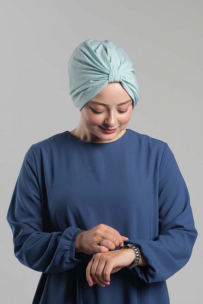 HÜRREM BONE Baby Blue Practical Hijab Bonnet - Πισέ σανίδα, Χαλαρή, Πλεκτή 2121_11