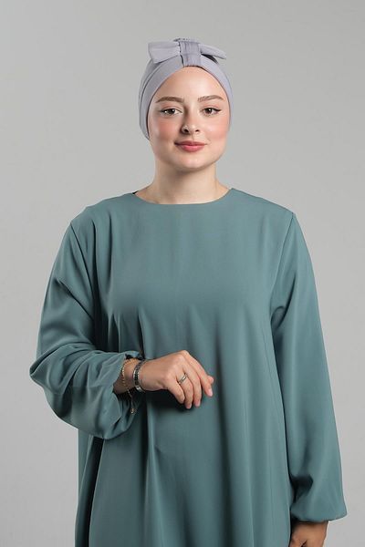 HÜRREM BONE Γκρι διπλής όψης πρακτικό καπό φιόγκου Sandy - 3007B_15