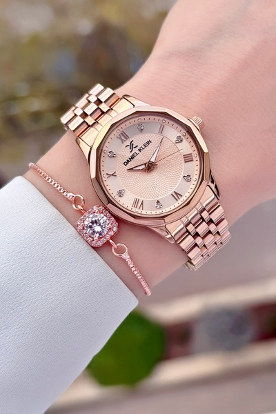 Daniel Klein Rose Renk Ayarlanabilir Kordonlu Garantili Kadın Kol Saati ve Bi...