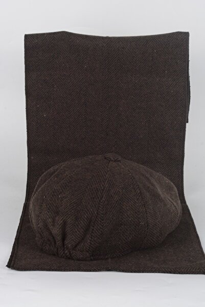 mercantoptan Peaky Blinders Зимна шапка с шарка на рибена кост - комплект шал с подарък