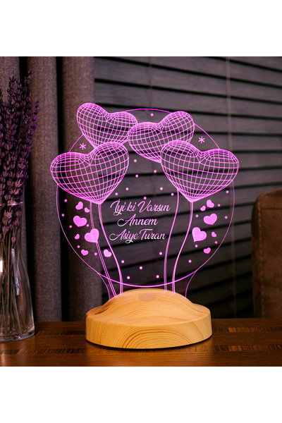 SEVGİLAMBASI Anneler Günü Hediyesi, Canım Annem, 3 Boyutlu Balon Kalpler Küre...