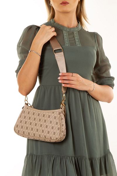 Newish Women's Mink Vegan Leather Patterned Sleeve Cross Shoulder Bag