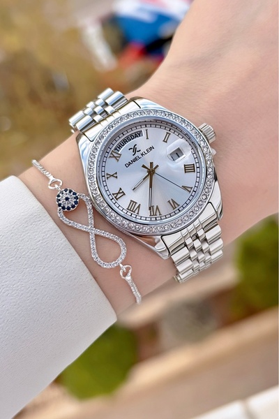 Daniel Klein Gri Renk Ayarlanabilir Kordonlu Garantili Kadın Kol Saati ve Bileklik