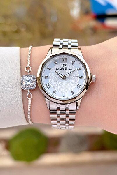 Daniel Klein Beyaz Renk 24 Ay Garantili Kesme Camlı Kadın Kol Saati ve Bileklik