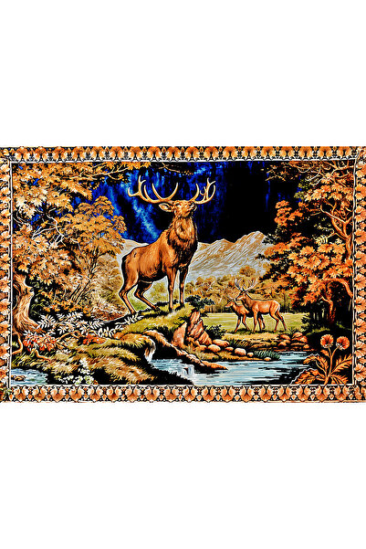 Vendini Vintage Serisi Geyikli Duvar Halısı Duvar Örtüsü Wall Tapestry