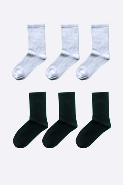 MG ÇORAP Plain White Socket Elastic Cotton 6-Piece Sports Socks Set