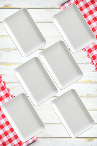 nazen MimHome Dörtgen[22x15]cm Sade Beyaz Tabak:HORECA Pastacı Sunum, Tatlı Pasta Servisi