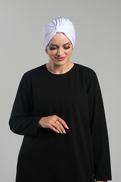 HÜRREM BONE Πρακτικό έτοιμο λευκό μαντήλι Hijab - Sandy πλισέ, χαλαρό 2121_42