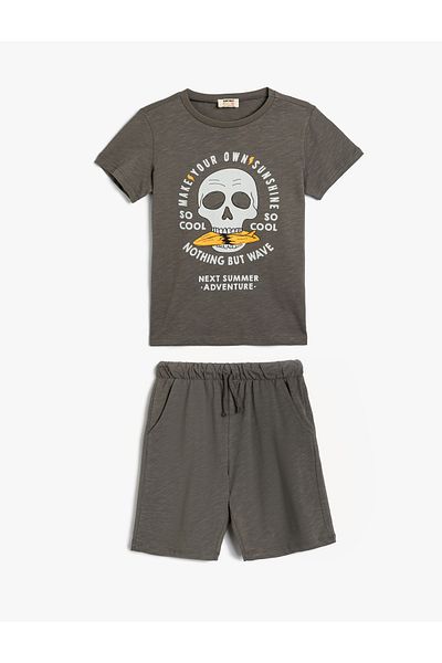 Koton Cotton Printed Shorts and T-shirt 2-piece Set