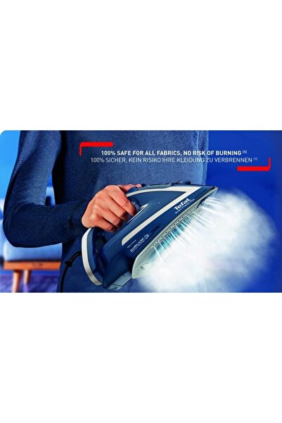 TEFAL Steam Iron | Smart Protect+ | 2800W | 270ml | Durilium Airglide | Blue & Silver