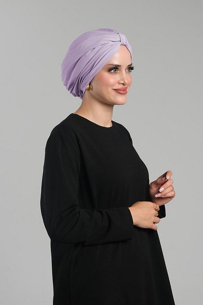 HÜRREM BONE Lilac Hijab Bonnet - Practical Ready Snap, Sandy Pleated, Loose 2121_28