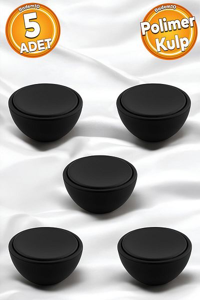 Badem10 Buton polimer pentru pian Mobilier negru mat Sertar de bucătărie Dulap dulap Mâner Mâner 5 buc
