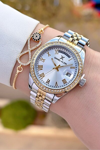Daniel Klein Altın Metalik Renk 2 Yıl Garantili Kadın Kol Saati ve Bileklik