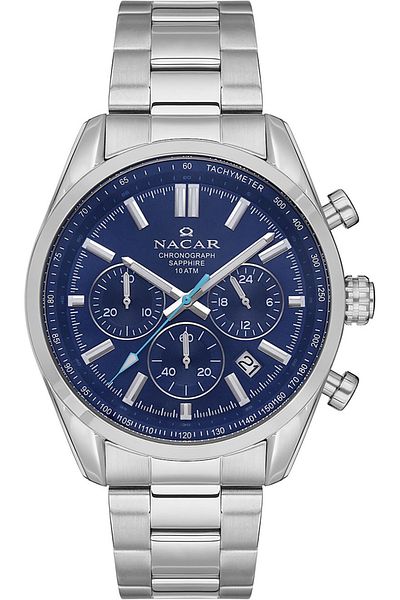 Nacar Sapphire Glass Sport Silver Men's Wristwatch Nc34-290713-Alm