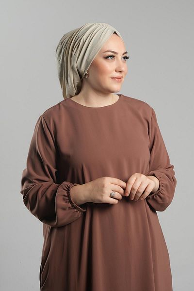 HÜRREM BONE Μπεζ Hijab Bonnet - Practical Ready, Snap-on, Loose 2119_12