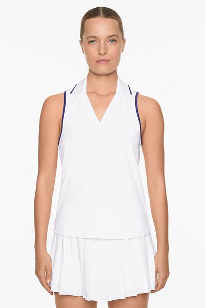 Oysho Sleeveless piping polo shirt with cotton