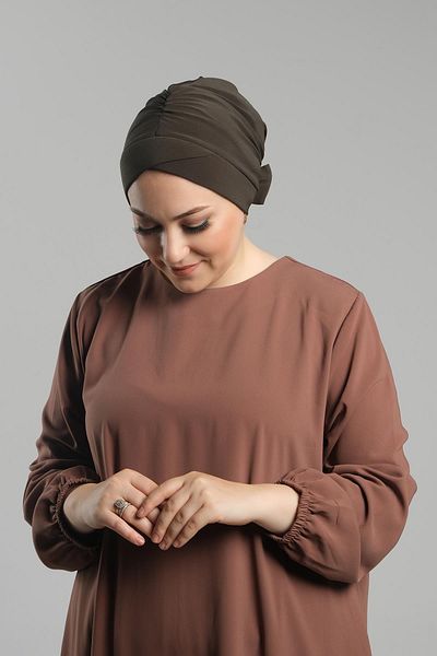 HÜRREM BONE Διπλής όψης Χακί Φιόγκος Καπό Άμμος - Πρακτικό έτοιμο κούμπωμα 3007B_09