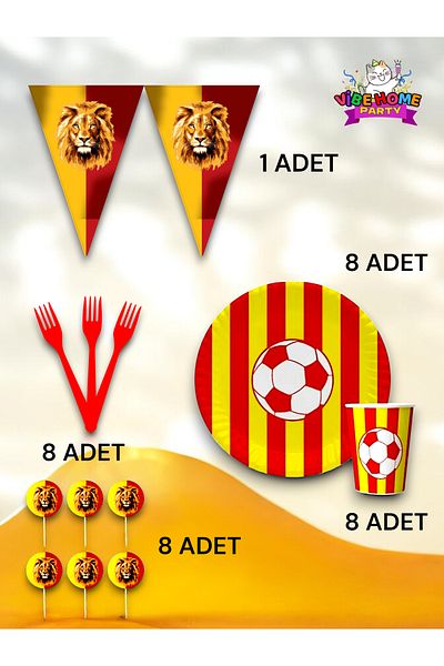 VibeHome 8-Person Yellow Red Fan Eco Set - Birthday Party and Fun Events