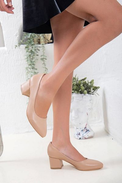 GULT Nude Colored 5 cm Thick Heeled Classic Women's Stiletto