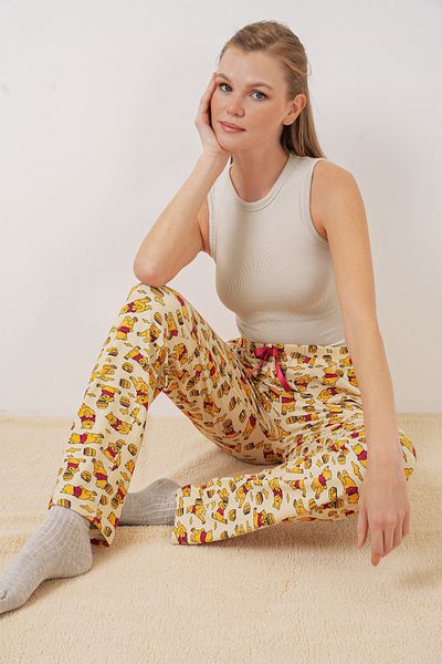 Bigdart 4323 Gemusterte Pyjama-Unterseite – M. Cremefarben