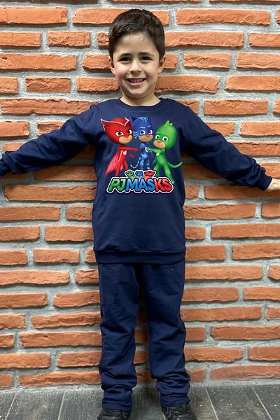 endudu 2-Piece Printed Line Flim Cotton Suit for Kid - Bottom and Top Set