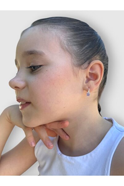 LITTLELUXE Tek Taşlı 925 Ayar Gümüş Çocuk Küpesi